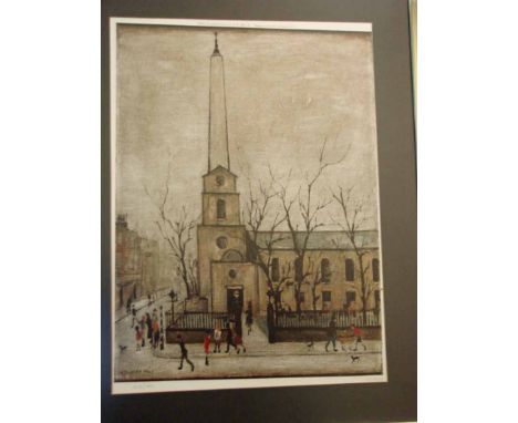 Laurence Stephen Lowry (1887-1976), signed limited edition coloured print, St Lukes Church, signed in pencil lower right marg