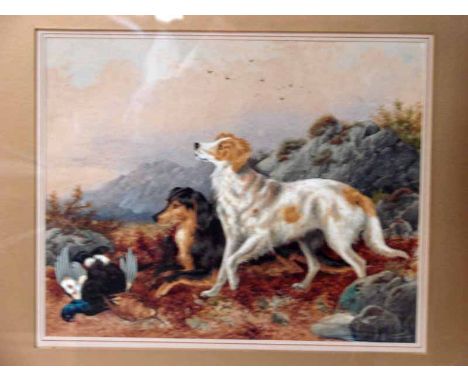 Charles Edward Brittan (British 1837-1888), Hunting Dogs with Mixed Game Birds, watercolour, indistinctly signed Eddy Brittan