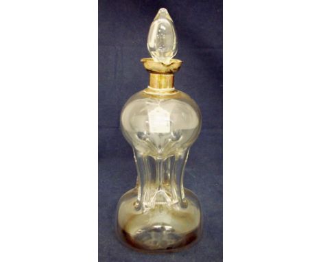 A late Victorian silver mounted pinched waist Glass Decanter, the four spout mount hallmarked Cornelius Desormeaux London 189