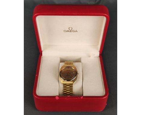 Armbanduhr, Omega Constellation Chronometer, Electronic f 300 Hz, Gehäuse 38mm, Kuppel-Plexiglas, 750/18K Gelbgold, Gesamtgew