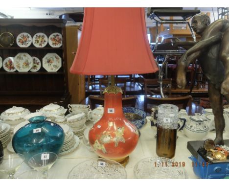 A 19th century Japanese Satsuma lamp with bronze base