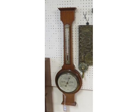 A Short & Mason wheel barometer, with silvered dials, mahogany case, 30in. 