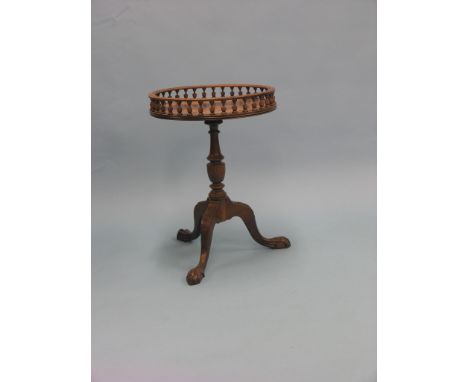 A Victorian mahogany occasional table, shaped circular top on tripod base, top 1ft. 6in. and another, pirouette tripod base, 