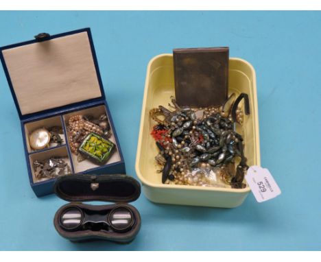 Silver and other costume jewellery, an engine-turned silver cigarette case, approx. 4oz., two wristwatches, etc.