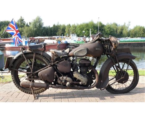 1937 Ariel VB sidevalve De Luxe, 597cc, project. Registration number EKK 411. Frame number XF 10549. Engine number CC 3604.By