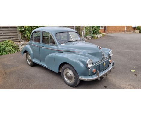 1954 Morris Minor, 1098cc. Registration number OUE 657. Chassis number FAJ-11/244273. Engine number IOMA-U-H 262789 (please n