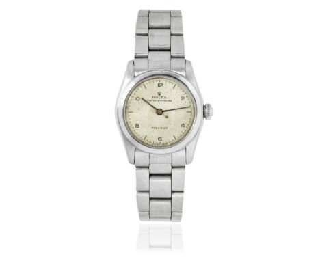 Rolex. A stainless steel manual wind bracelet watchModel: Oyster SpeedkingReference: 5056Date: 1948Movement: 17-jewel manual 