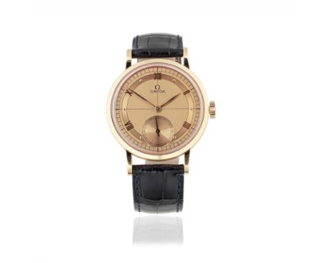 Omega. An 18K rose gold manual wind wristwatch with sector dialReference: Limited Edition No.879/1894Date: Purchased 2nd May 
