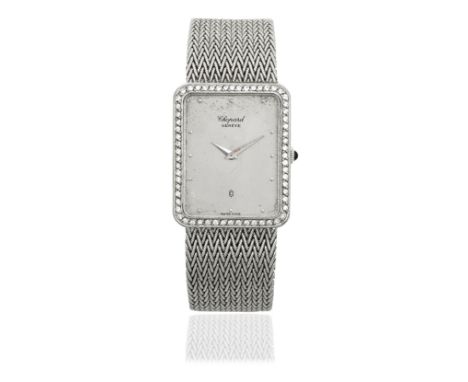 Chopard. An 18K white gold and diamond set quartz rectangular bracelet watchReference: 2170Date: Circa 1980Movement: 6-jewel 