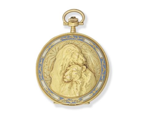 Louis Grisel. A 14K gold keyless wind full hunter pocket watchDate: Circa 1920Movement: Gilt 3/4 plate Swiss lever, cut and c