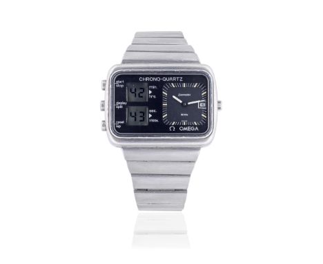 Omega. A stainless steel quartz electronic chronograph bracelet watchModel: Chrono-QuartzDate: Circa 1976Movement: Jewelled C