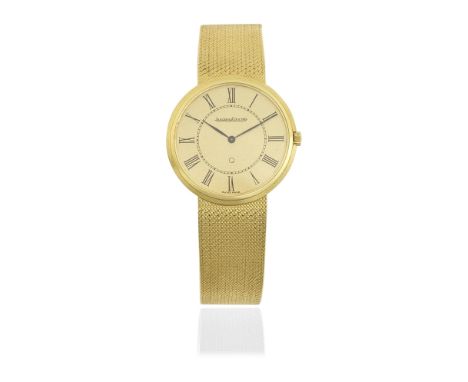 Jaeger-LeCoultre. An 18K gold quartz bracelet watchReference: 120.012.1Date: Circa 1970Movement: 7-jewel Cal.602 quartz, No.2