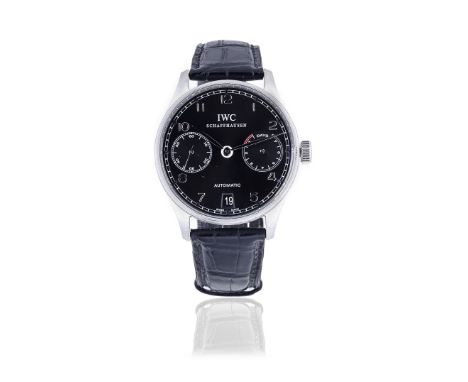 IWC. A stainless steel automatic calendar wristwatch with 7 day power reserveModel: PortugueseReference: 5001Date: Circa 2005