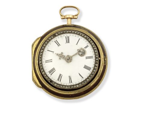 A continental gold and diamond set key wind skeletonised pair case pocket watchDate: Circa 1800Movement: Skeletonised gilt fu