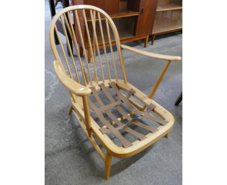 An Ercol Blonde beech Windsor lounge chair 