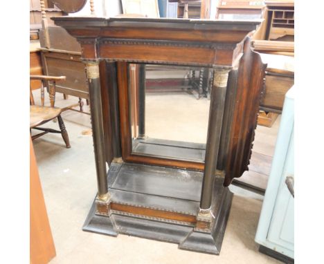 A Victorian oak and ebonised mirrorback console table 