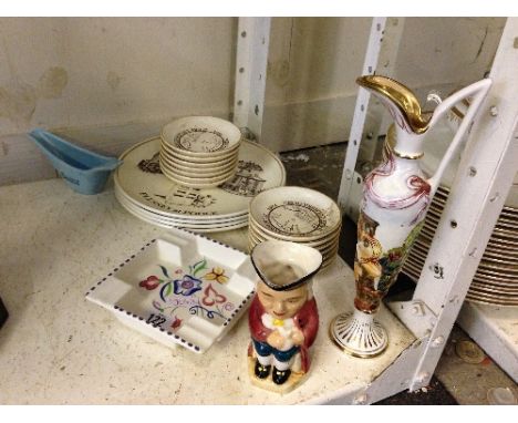 A small quantity of various Poole Pottery items together with a small Toby jug and an Italian china jug.