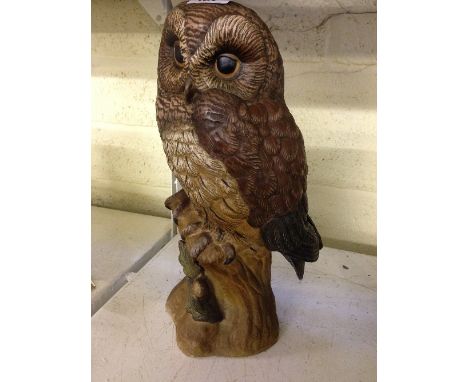 A Barbara Linley Adams Poole Pottery painted model of a Barred Owl, (small chip to tail feather).