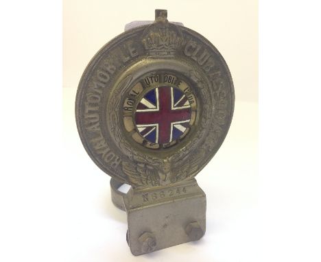 A 1929 Royal Automobile Club Association (RAC) enamel and plated car badge, Serial No. N88244 by D G Collins Limited, with en