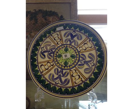 An unusual Church Gresley hand painted platter decorated in the Poole Pottery style (3434 number to reverse).