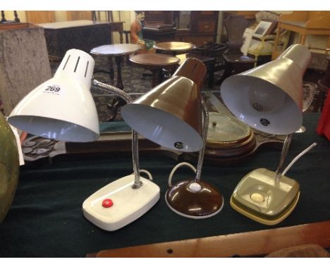 Three various retro 1980's Hong Kong adjustable table lamp bases.