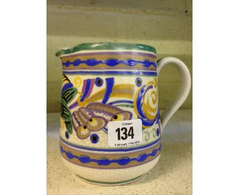 A Poole Pottery Carter Stabler Adams jug, shape 219, decorated in the GX pattern (restoration).