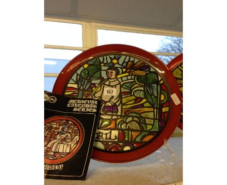 A Poole Pottery Medieval Calendar plate, April, designed by Tony Morris in a Limited Edition, 452/1000.