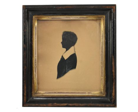 Edgar Adolphe - A mid to late 19th century Victorian watercolour on paper silhouette painting. The painting depicting a figur