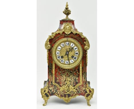 W. B. K. &amp; Fils, Paris - A French Continental 19th century brass ormolu &amp; boulle work mantel clock. The clock having 