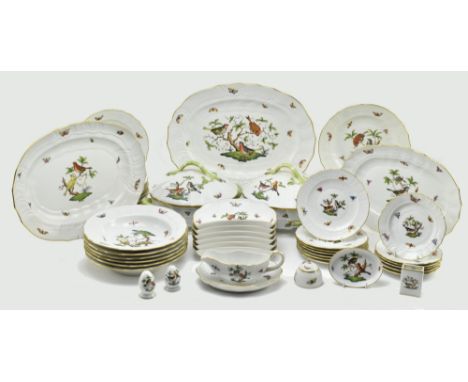 Herend, Hungary - Rothschild Bird - A large Continental 20th century hand painted &amp; printed fine bone china eight people 