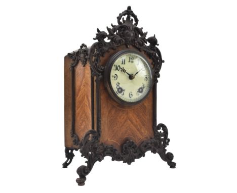Lenzkirch, 1Million, Germany - A late 19th century walnut cased &amp; metal mounted black forest eight day mantel clock. The 