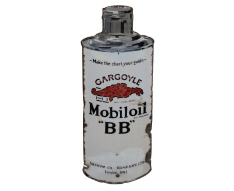 An advertising vitreous enamel Gargoyle Mobiloil  BB oil can sign, 50 x 18 cm.