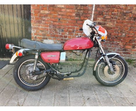 1975 Suzuki GT750 M, project. Registration number KPW 930N. Frame number GT750 - 54565. Engine number No Engine. KPW was boug