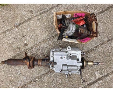 A Jowett Javelin gearbox, circa 1950-1952, rebuilt, together with a starter motor.