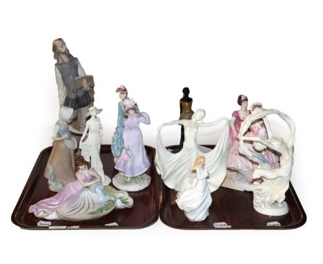 A group of figures including: Royal Worcester ''Joy''  and ''Spirit of the Dance''; other Worcester figures; Nao 