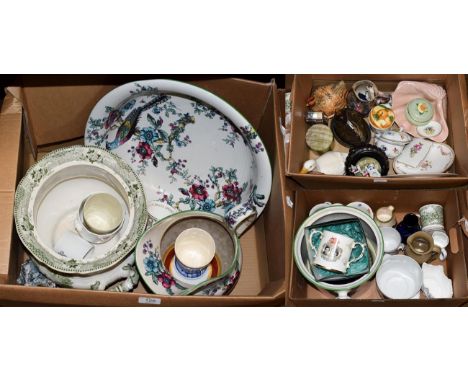 A quantity of mixed ceramics including: Victorian wash basin, jug and pail, hen egg baskets, Royal commemoratives etc (three 