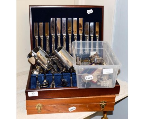 A quantity of silver plate; flatware in canteens; and other items of plated ware 