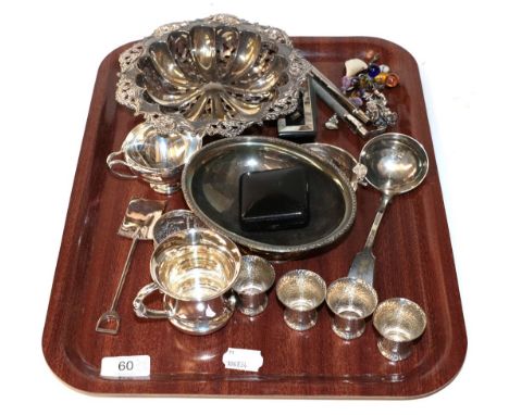 A tray of assorted silver and silver plate together with a service of community plate flatware
