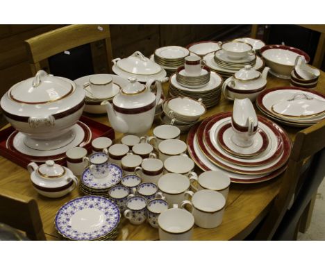 A Spode "Bordeaux" part dinner service, Spode "Petit Bordeaux" part dinner service and Spode "Fleur de Lys Blue" set of six c