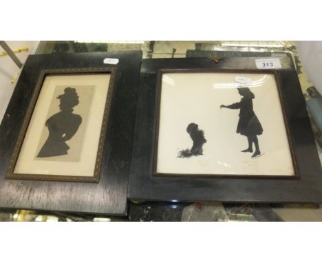 J.M. SCOTT "Barbara with Shi Ki", silhouette study of young girl with Pekingese, signed and dated 1913, and titled, together 
