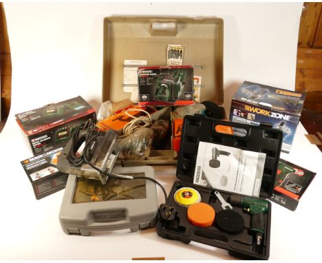 A large collection of power tools, to include, a Parkside soldering station, a Parkside soldering gun, a Parkside sharpening 