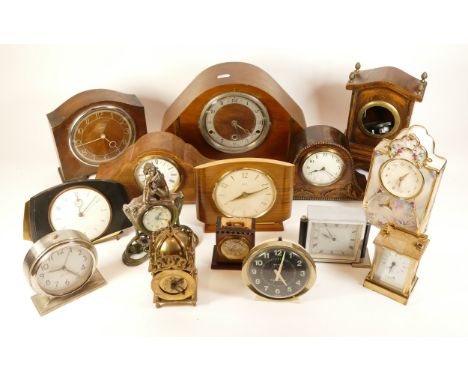 A collection of mid twentieth-century and later mantel clocks, anniversary and carriage clocks, to include, Smiths mantel clo