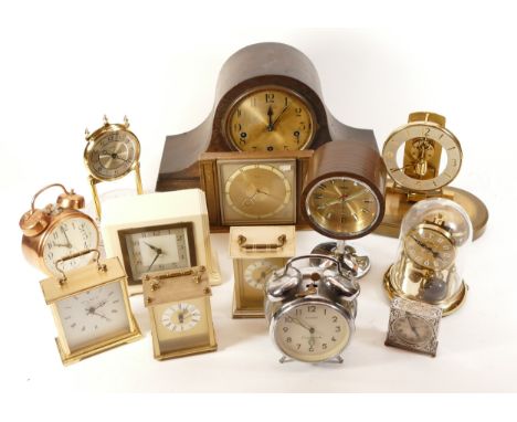 A collection of mid twentieth-century and later mantel clocks, wall and anniversary clocks, to include, a Jock pink alarm clo