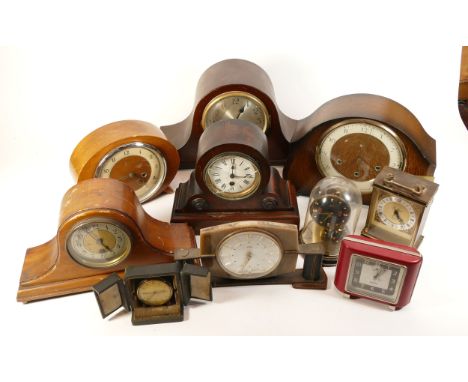 A collection of mid twentieth-century and later mantel clocks, wall and carriage clocks, makers to include, Smiths, Anglique,