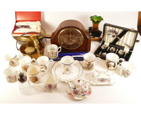 A collection of homewares, to include cased and loose cutlery, ceramic pottery pieces, brassware, African carvings, carved wo