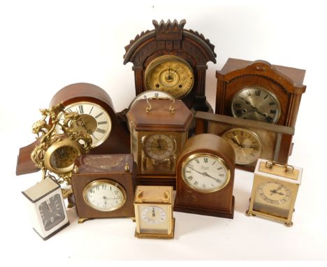 A collection of mid twentieth-century and later mantel clocks, wall and anniversary clocks, to include, a a Wedgwood ceramic 