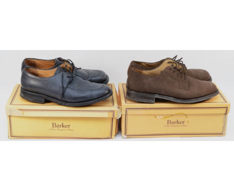 Barker Fine English Men's Shoes, two pairs, size 9 to include 'Brown Nubuck, suede look laced shoe, 'Black Softie' matt leath