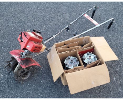 Mantis petrol engine garden rotavator, to include spare rotavator blades and an interchangable aerator.