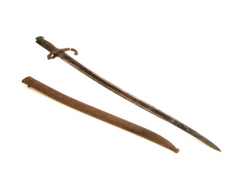 A French Yataghan sword bayonet, dated 1872, serial number Z54246, with scabbard with matching serial number, AF (2)