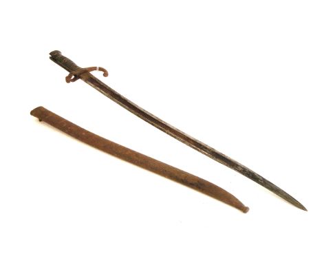 A French Yataghan sword bayonet, dated 1872, serial number Z54246, with scabbard with matching serial number, AF (2)